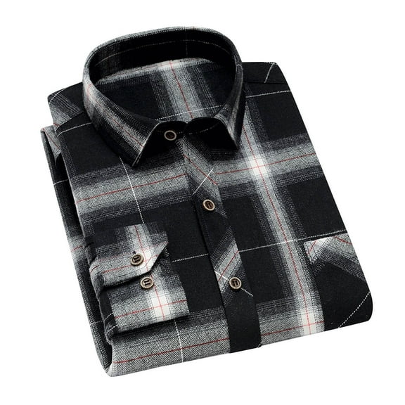 Tawop Mens Dress Shirts Plaid Men's Shirts Casual Long Sleeve Shirts Button-Up Shirts ,Size L