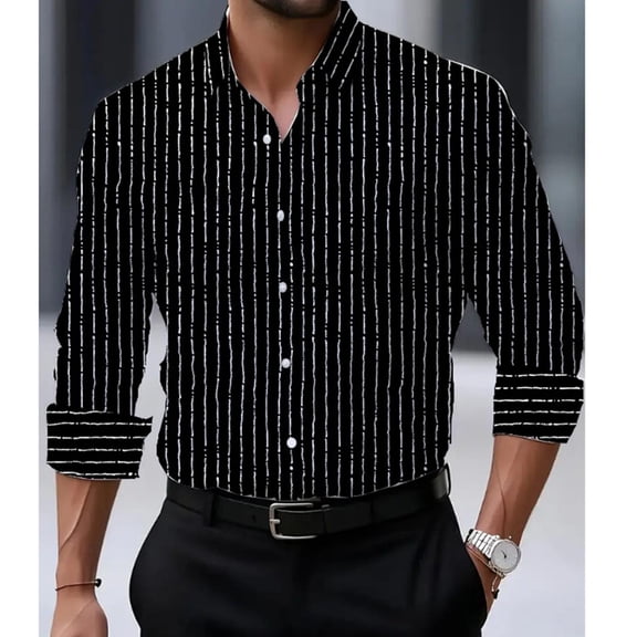 Tawop Mens Dress Shirts Striped Casual Long Sleeve Shirts Button-Up Shirts ,Size 2XL