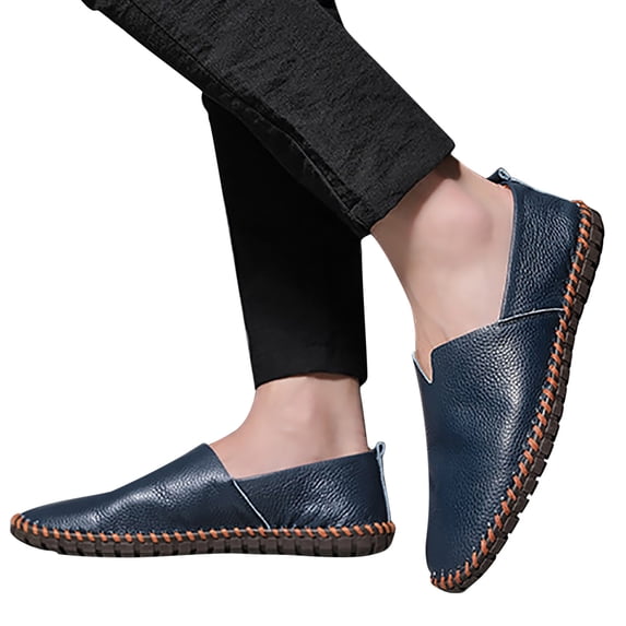 Tawop Mens Dress Shoes Faux Leather Casual Loafer Blue Size:6.5