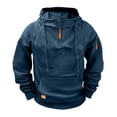 thumbnail image 1 of Tawop Mens Hoodies Pullover Hoodie with Zipper and Personalized Casual Arm Pocket Top Hoodie, Navy, 1 of 2