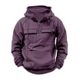 thumbnail image 1 of Tawop Mens Jacket Cargo Sweatshirt Long Sleeve Zip with Hood Outdoor Sports Solid Winter Jackets for Men,Purple,XL, 1 of 5