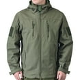 thumbnail image 1 of Tawop Mens Jacket Cargo Wind Breaker Thermal Long Sleeve Fleece with Hood Outdoor Hiking Mens Clothing,Green,2XL, 1 of 4