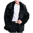 thumbnail image 1 of Tawop Mens Jacket Faux Fur Thermal Long Sleeve Zip Hoodless Casual Winter Jackets for Men,Black,L, 1 of 3