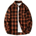 thumbnail image 1 of Tawop Mens Jacket Long Sleeve Hoodless Pockets Casual Plaid Mens Gift,Orange,L, 1 of 4