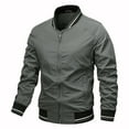thumbnail image 1 of Tawop Mens Jacket Long Sleeve Zip Hoodless Casual Outdoor Windproof Waterproof Solid Mens Clothing,Gray,S, 1 of 7