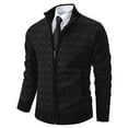 thumbnail image 1 of Tawop Mens Jacket Stand Collar Casual Knit Sweaters Winter Fall Jackets for Men,Black,L, 1 of 8