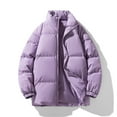 thumbnail image 1 of Tawop Mens Jacket Stand Collar Cotton Puffer Long Sleeve Zip Pockets Waterproof Trendy Solid Winter Jackets for Men,Purple,2XL, 1 of 3