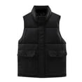 thumbnail image 1 of Tawop Mens Jacket Vest Stand Collar Cotton Sleeveless Hoodless Pockets Casual Solid Mens Clothes Oversize,Black,5XL, 1 of 8
