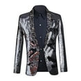 thumbnail image 1 of Tawop Mens Jackets Blazers Sequin Stage Costumes Suits Mens Clothing,Silver,3XL, 1 of 3