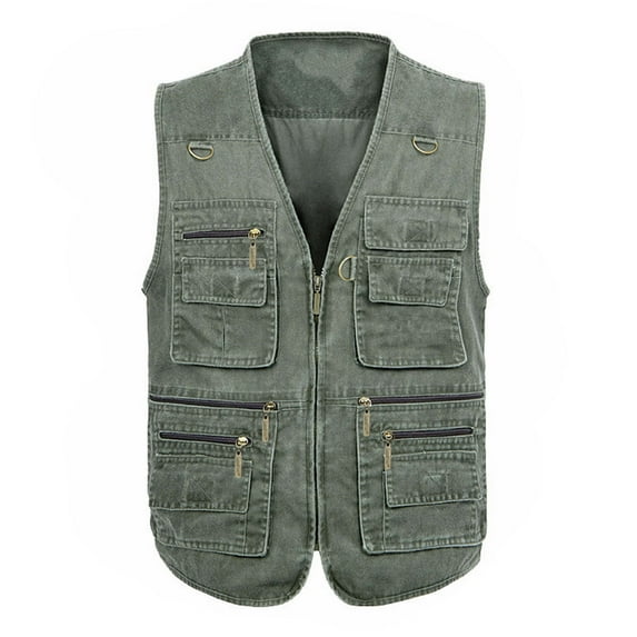 Tawop Mens Jackets Cargo Vest Sleeveless Multi Pockets Outdoor Photographer Sports Solid Mens Clothing 4XL
