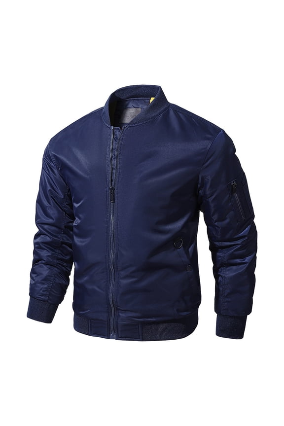 Mens Jackets Cotton Bomber Long Sleeve Outdoor Plus Mens Clothing,Dark Blue,L