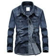thumbnail image 1 of Tawop Mens Jackets Denim Long Sleeve Hoodless Pockets Mens Gift,Light Blue,M, 1 of 9