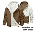 thumbnail image 1 of Tawop Mens Jackets Thick Long Sleeve Zip with Hood Pockets Casual Solid Mens Clothes,Brown,M, 1 of 9
