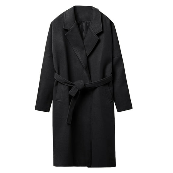 Tawop Coats for Men Trench Coat Long Sleeve Hoodless Casual Long Length Solid Mens Clothing,Black,4XL