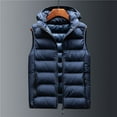 thumbnail image 1 of Tawop Mens Jackets Vest Cotton Sleeveless with Hood Pockets Casual Solid Plus Winter Jackets for Men,Blue,4XL, 1 of 4