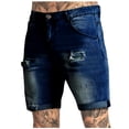 thumbnail image 1 of Tawop Mens Jeans Shorts for Men Ripped Denim Shorts Trendy Casual Cuffed Jeans Shorts, 1 of 6