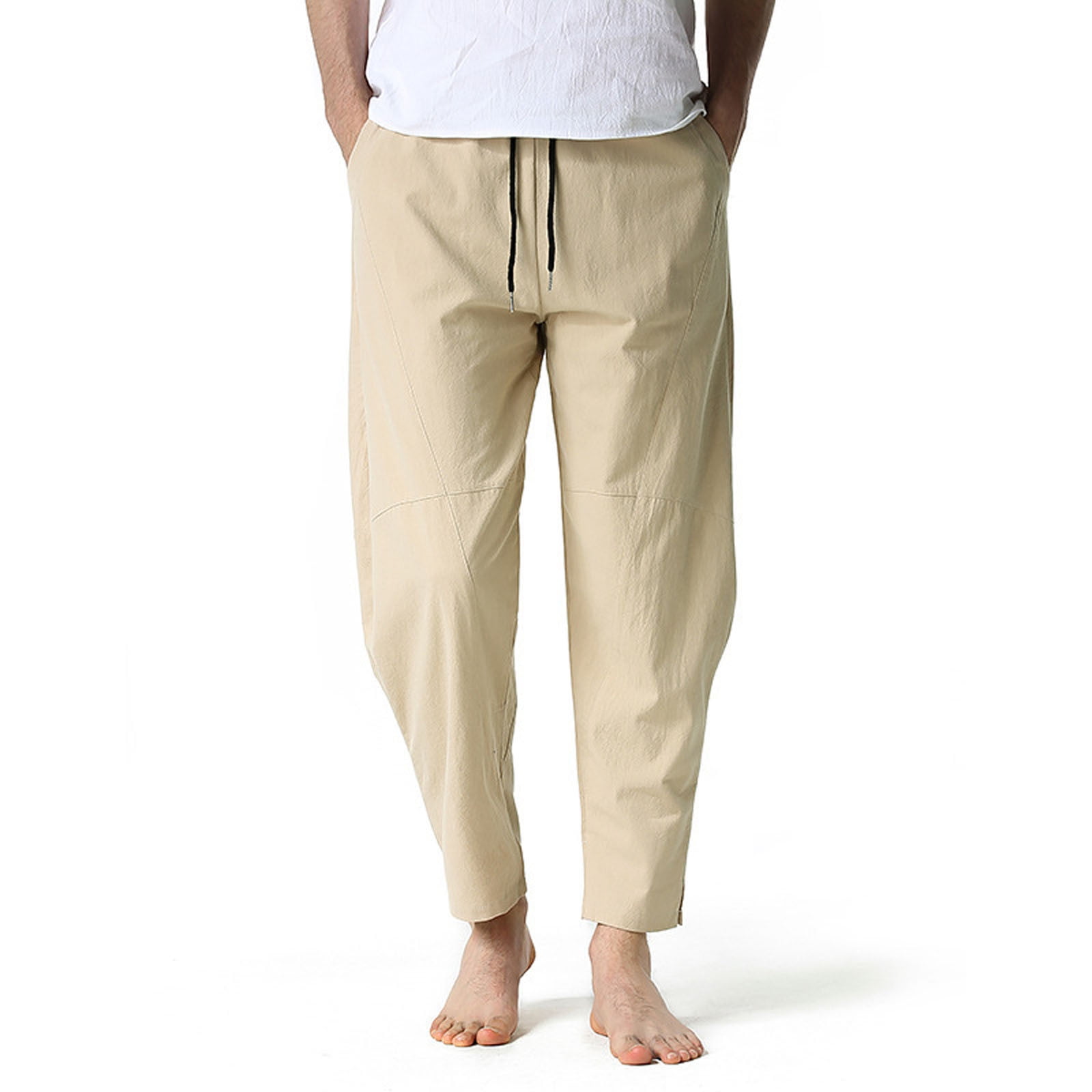 Tawop Mens Khaki Pants Men'S Cotton Linen Loose Casual Pants Men'S