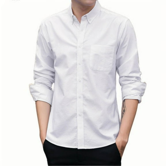 Tawop Mens Long Sleeve Shirts Pocket Button-Up Shirts ,Size L