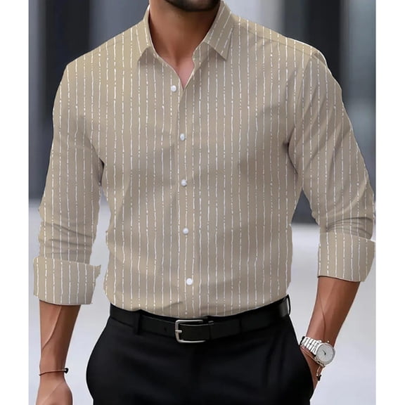 Tawop Mens Long Sleeve Shirts Striped Casual Shirts Button-Up Shirts ,Size S