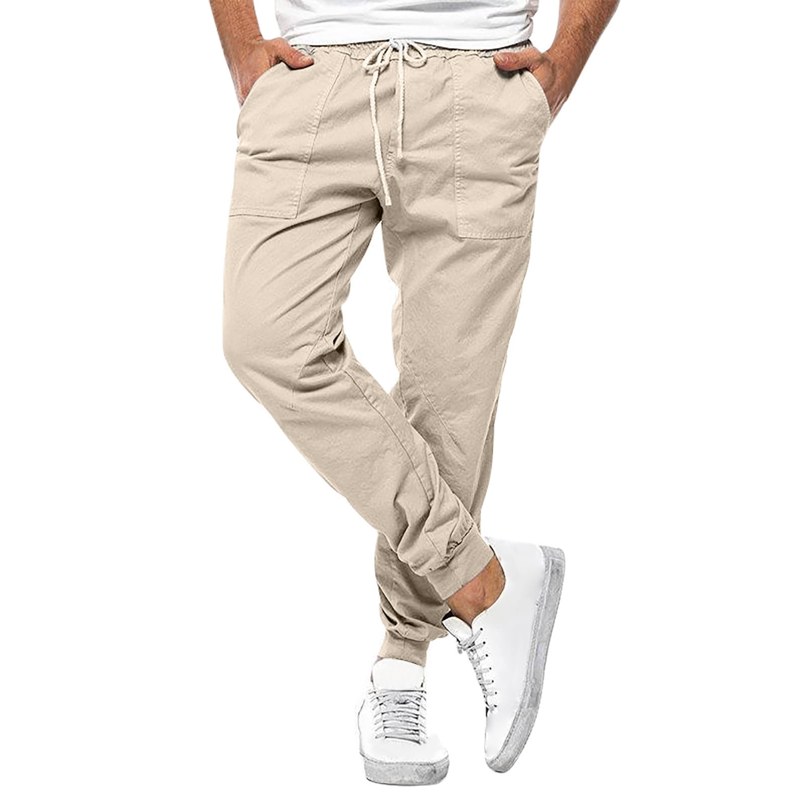 Tawop Mens Pants Pure Color Outdoors Zipper Sweatpant Trousers Xl(Us:12 ...