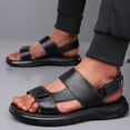 thumbnail image 1 of Tawop Mens Sandals Casual Beach Breathable Leather Summer Sandals for Men Black Size:6, 1 of 6