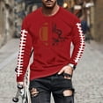 thumbnail image 1 of Tawop Mens Shirt Crew Neck Long Sleeve Graphic Casual Red S, 1 of 5