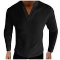 thumbnail image 1 of Tawop Mens Shirts Long Sleeve V Neck Solid Casual Black L, 1 of 5