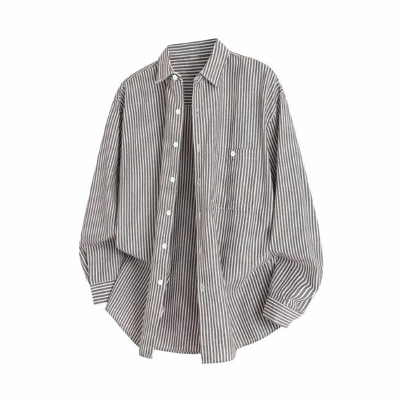 Tawop Mens Shirts Striped Casual Long Sleeve Shirts Pocket Printed Button-Up Shirts ,Size XL