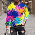 thumbnail image 1 of Tawop Mens T Shirts Crew Neck Long Sleeve Graphic Tie-Dye Casual Multicolor L, 1 of 5
