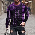 thumbnail image 1 of Tawop Mens T Shirts Crew Neck Long Sleeve Pullover Graphic Casual Purple M, 1 of 5
