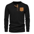 thumbnail image 1 of Tawop Mens T-Shirts Crew Neck Long Sleeve Quarter Zip Casual Winter Black L, 1 of 5