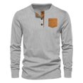 thumbnail image 1 of Tawop Mens T-Shirts Crew Neck Long Sleeve Quarter Zip Casual Winter Gray 2XL, 1 of 3