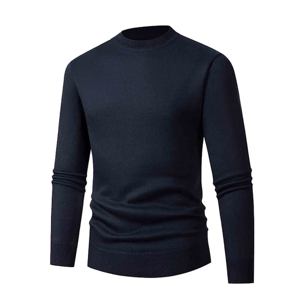 Tawop Mens T Shirts High Neck Long Sleeve Base Layer Casual Slim Knitted Warm Solid Color T-Shirt