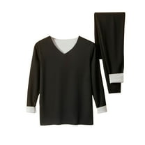 Tawop Thermal Underwear for Men Fleece Lined Seamless High Strechy Warm Long Johns Crewneck Top and Bottom Set Base Layer Outfits