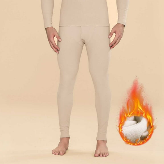 Tawop Thermal Underwear for Men Fleece Warm Thick Wool-Like Lined Bottom Outfits Base Layer Pants