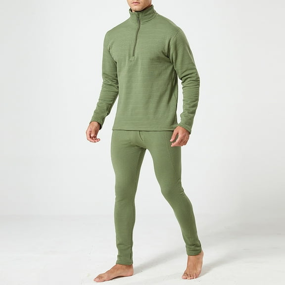 Tawop Mens Thermal Underwear Winter Gear Long Johns Warm Long Sleeves Plaid Top and Bottom Set Base Layer Outfits