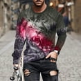 thumbnail image 1 of Tawop Mens Tshirts Crew Neck Long Sleeve Graphic Leopard Casual Red XL, 1 of 5