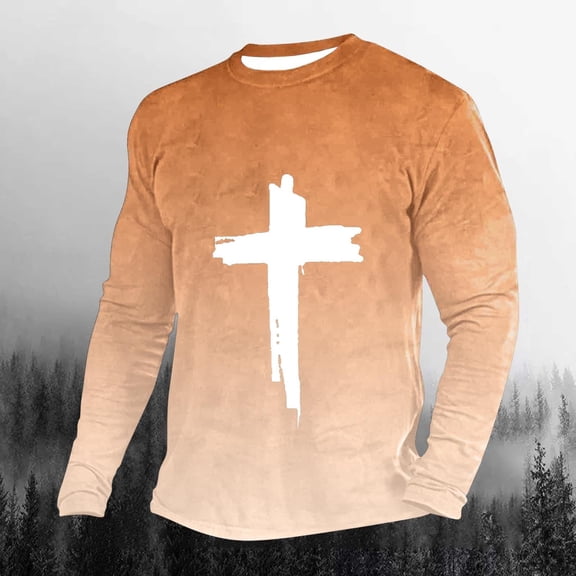 Tawop Mens Tshirts Crew Neck Long Sleeve Pullover Graphic Gradient Casual Yellow 5XL