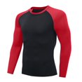 thumbnail image 1 of Tawop Mens Tshirts Crew Neck Long Sleeve Pullover Solid Training Fitness Quickly Dry Tight Strechy Workout Red L, 1 of 4