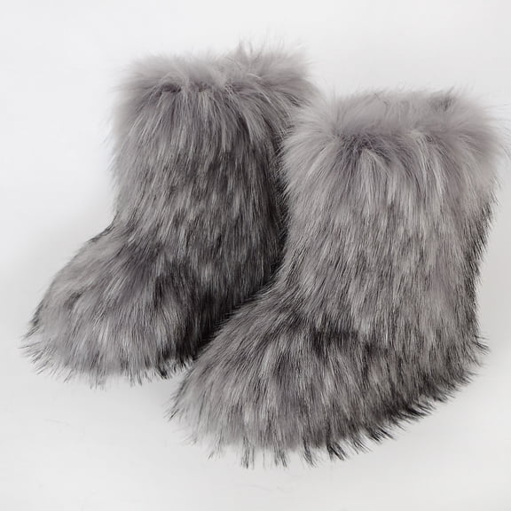 Tawop Metallic Boots, Fashion Color Imitation Animal Boots Plus Boots Snow Boots Faux Fur Boots Rainboots