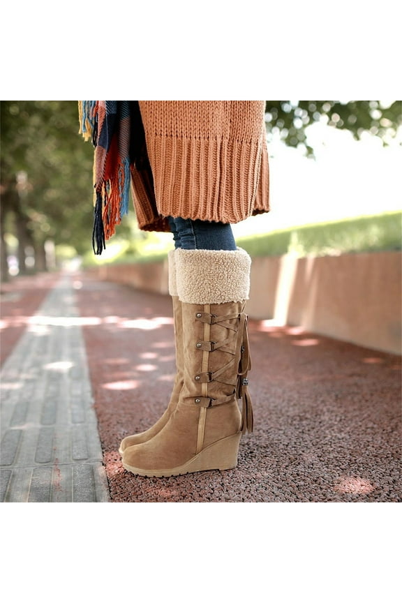 Mini Boots Women, Boots Retro Lace Up Shoes Casual Flat Wedge Heel Boots Plus Size Zipper Snow Boots Go Go Boots Snow Boots