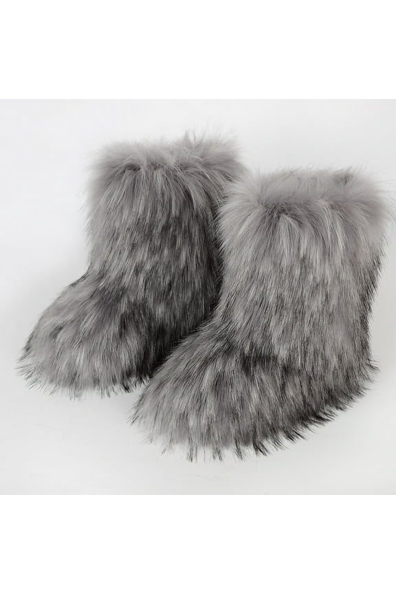 Moon Boots, Fashion Color Imitation Animal Boots Plus Cashmere Boots Snow Boots Girls Rain Boots Black High Boots