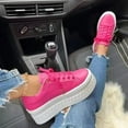 thumbnail image 1 of Tawop Womens Shoes Slip On Walking Casual Comfort Sneaker Round Toe Lace Hot Pink Size 6, 1 of 6