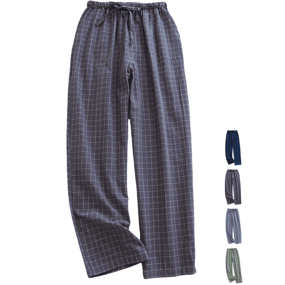 Tawop Pajama Pants for Men Plaid Loungewear Wide Leg Drawstring Loose Pants Home Inside Leisure Mens Pj Pants