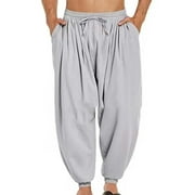 Tawop Pants for Men Men'S Casual Color Drawstring Binding Leg Breathable Loose Pants Gray 4