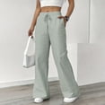 thumbnail image 1 of Tawop Pants for Women Elastic Waist Drawstring Green Striped Womens Pants with Pockets Loose Casual Trousers, 1 of 5