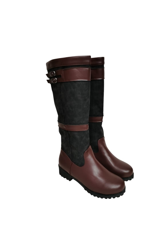 Rainboots,Winter Vintage Buckle Strap Boots Western Cowboy Slip On Retro Ladies Footwear Shoes Work Boots For Women Mini Boots Women