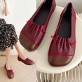 thumbnail image 1 of Tawop Womens Shoes Red Womens Shoes Casual Flat Leather Soft Retro Size 5.5, 1 of 9