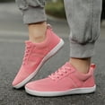 thumbnail image 1 of Tawop Running Shoes for Women Walking Casual Flat Lace-Up Lace Couple Shoe Pink Size 8, 1 of 9