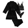 thumbnail image 1 of Tawop Robes for Women Lingerie Lace 4 Pieces Pajamas Sleepwear Loungewear Sets, 1 of 7